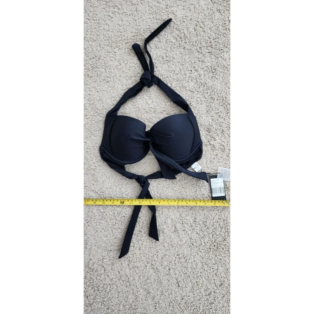 RELLECIGA Halter Bikini Top Women’s Size M Black Push Up Underwire NWT